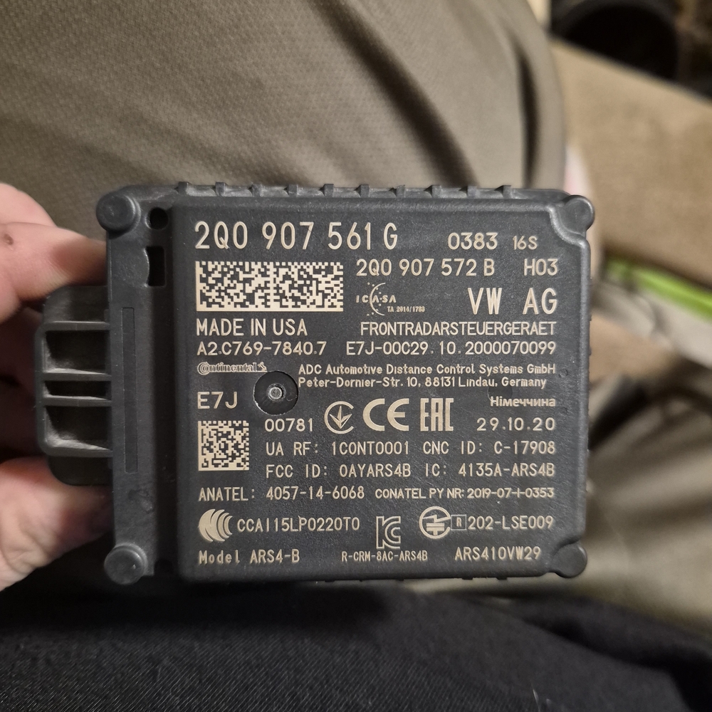 Volkswagen Adaptovr Cruise Control Radar Sensor Module Model ARS4-B